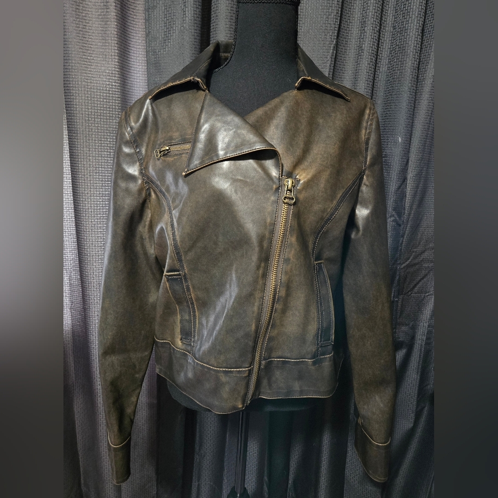 Women's brown moto jacket size XL